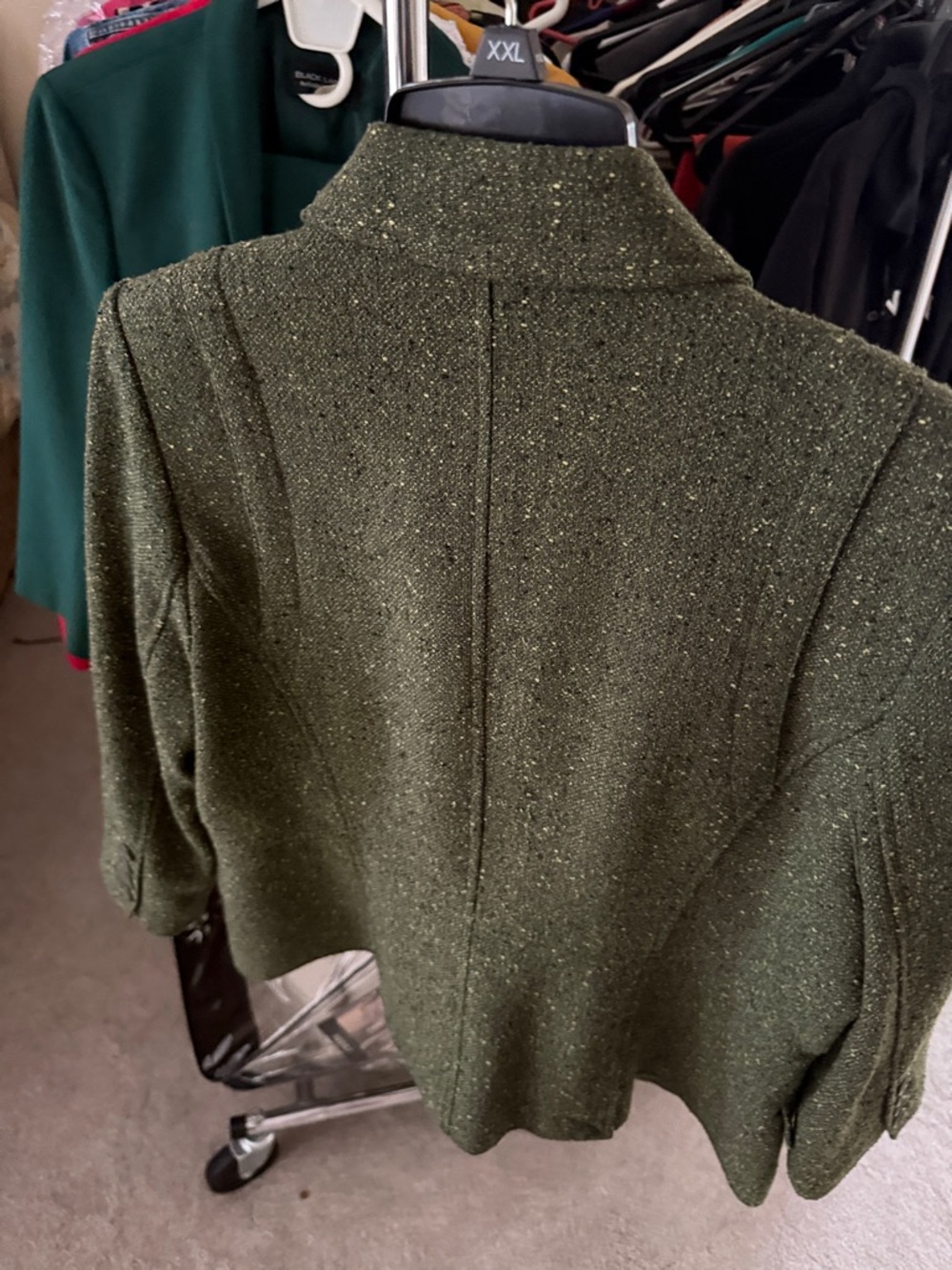 Daisy Fuentes Olive Green Tweed Blazer - Picture 2 of 3